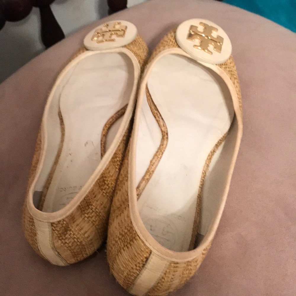 Tory Burch Reva Raffia Flat 8.5